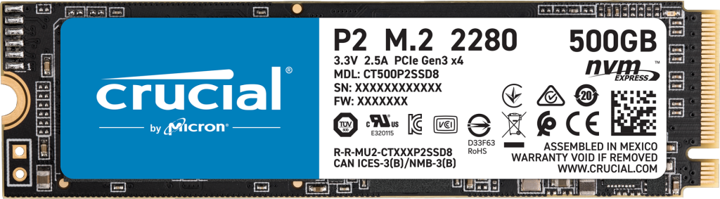 Crucial P2 500 GB PCIe M.2 2280 SSD | CT500P2SSD8 | Crucial DE