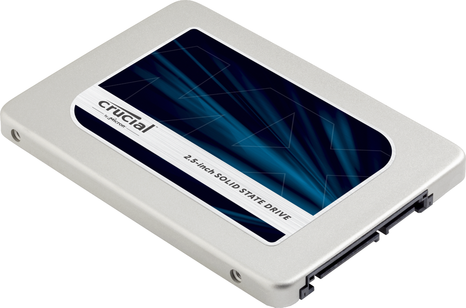 Crucial Solid State Drive (SSD) für einen Computer, vor weißem Hintergrund